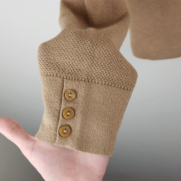 J. Jill Cotton Silk Wool Lightweight Knit Button Cuff Sweater Tan sz S - Picture 5 of 8